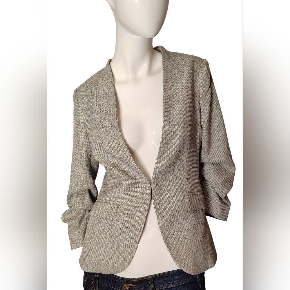 H&M Light Gray Women's Blazer Size Xsmall 3/4 Scrunch Sleeve